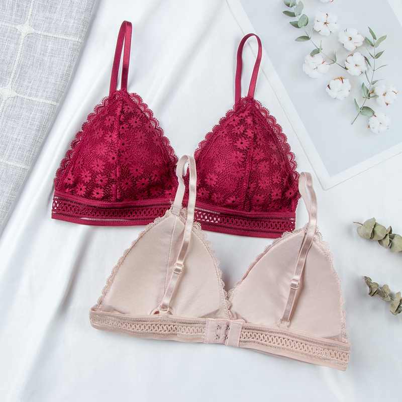Bralette Triangle Set - เซ็กซี่ Floral Lace Bra Top สําหรับผู้หญิง