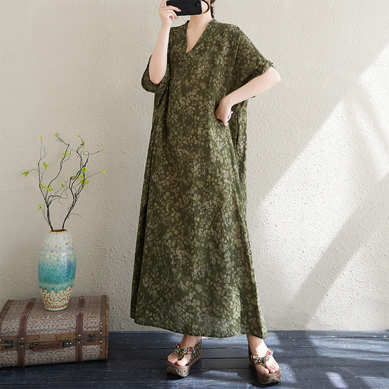 ชุดเดรสผู้หญิงไซส์ใหญ่ ผ้าฝ้าย - Linen Dress Wrap บทวิจารณ์และราคา