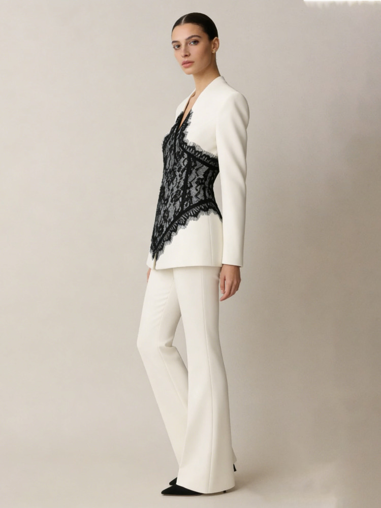ชุดเซ็ตเสื้อเบลเซอร์ผ้าลูกไม้ป - Linen Pant Wide บทวิจารณ์และราคา