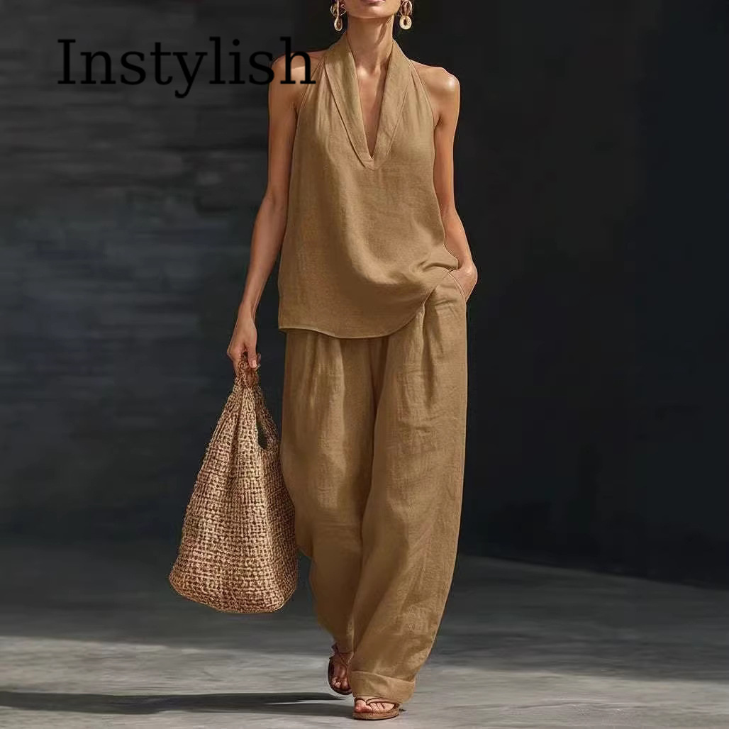 ชุดลำลองผ้าลินินสำหรับผู้หญิงฤ - Linen Pant Wide บทวิจารณ์และราคา